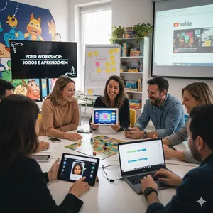 Imagem de capa para o Curso online Jogos Digitais no Canva: ferramentas criativas para professores