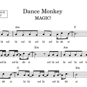 Imagem de capa para o Ebook Dance Monkey (MAGIC) - Partitura Facilitada com Playback