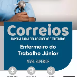 Imagem de capa para o Ebook Apostila Correios 2024 - Enfermeiro do Trabalho Júnior