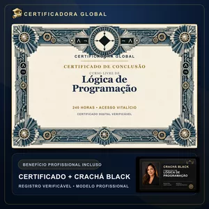 🔥 BOLSA 100% [APLICADA] - [MATRÍCULA] CURSO DE FORMAÇÃO EM LÓGICA DE PROGRAMAÇÃO - ACESSO VITALÍCIO - CRACHÁ BLACK + REGISTRO - CASHBACK R$ 25 - BÔNUS APOSTILA EXTRA - FP