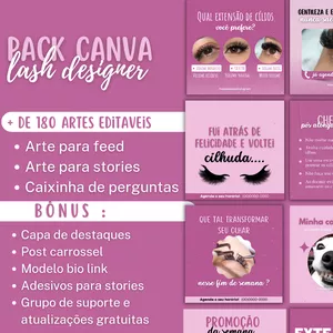 Imagem de capa para o Curso online Pack Canva Lash Designer 
