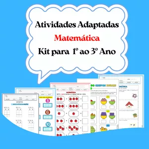 Imagem de capa para o Ebook  Atividades Adaptadas de Matemática – Kit para  1º ao 3º Ano do Ensino Fundamental I