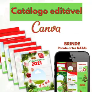 Imagem principal do produto Catalogo de Natal Editável no Canva.