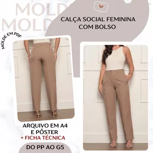 Imagem de capa para o Ebook Calça Social Feminina com Bolso - Molde em PDF