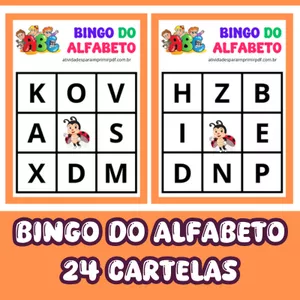 Imagem de capa para o Ebook Bingo do alfabeto pdf para imprimir 24 cartelas