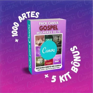 Imagem de capa para o Curso online Pack Canva - Gospel Mulheres de Fé +1000Artes +5KitsBônus