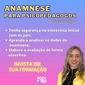 Imagem de capa para o Curso online Anamnese para Psicopedagogos - INSCRIÇÕES ABERTAS