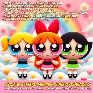 Imagem de capa para o Ebook Apostila Feltro Meninas Super Poderosas - Molde Digital