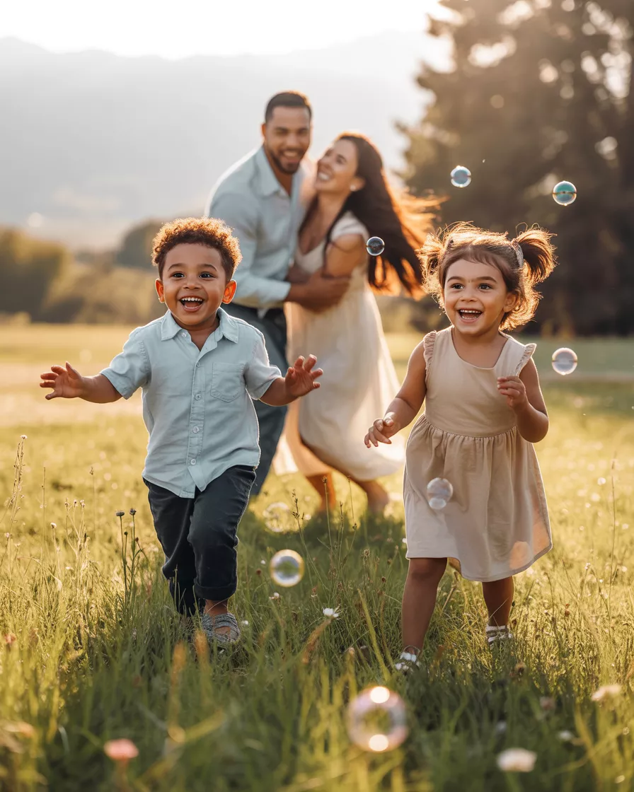 família feliz e desenvolvimento infantil