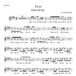 Imagem de capa para o Curso online 🎼 Tu És ( Fhop Music ) Sax Alto - Partitura Fácil + Playback