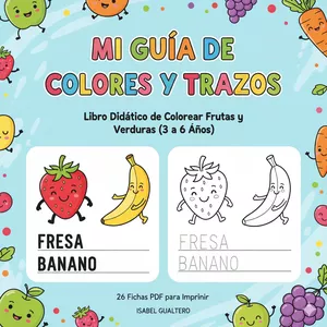 Imagen de portada para Ebook Aprendizaje Divertido: 26 Páginas de Frutas y Verduras para Colorear