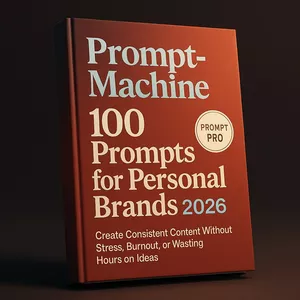 Cover image for Ebook Mega pack Prompt-Machine 100 Prompts for Personal Brands2026