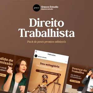 Imagem de capa para o Curso online Direito Trabalhista - Pacote de Posts Editáveis Gracco