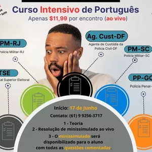 Imagem de capa para o Curso online Curso Intensivo de Português (TSE, PP-GO, PM-RJ, PM-SC e Agente de Custódia-DF)