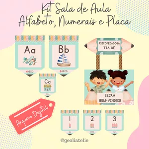 Imagem de capa para o Ebook Kit Sala de Aula: alfabeto e numerais ilustrados + placa "Bem-vindos" - Tema Lápis