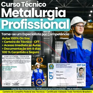 Curso Técnico de Metalurgia por Competência (Video Aulas + Ebook)