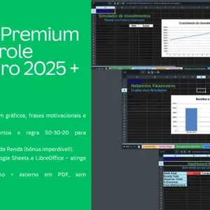 Imagem de capa para o Ebook Planilha Premium de Controle Financeiro 2025 + Guia IR (Fácil para Casa e Negócios)