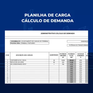 Imagem de capa para o Ebook PLANILHA DE CARGA - CALCULO DE DEMANDA E TRANSFORMADOR
