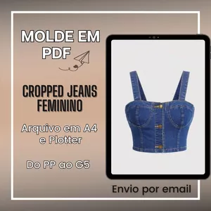 Imagem de capa para o Ebook Molde Cropped Jeans Feminino