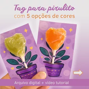 Imagem de capa para o Ebook Lembracinha festa tag Pirulito Personalizada – Arquivo Digital para Imprimir (5 Cores) + tutorial