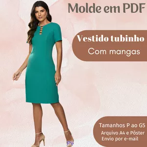 Imagem de capa para o Ebook MOLDE EM PDF VESTIDO TUBINHO COM MANGAS 