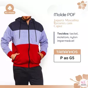 Imagem de capa para o Ebook MOLDE JAQUETA MASCULINA RECORTES COM CAPUZ