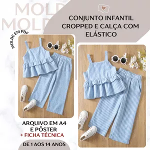 Imagem de capa para o Ebook Conjunto Infantil Cropped e Calça com Elástico - Molde em PDF