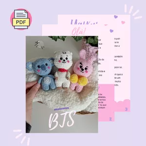 Imagem de capa para o Ebook PDF- Mascotes BTS em amigurumi