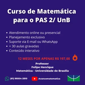 Imagem do curso Matemática para o PAS 2 -UnB 
