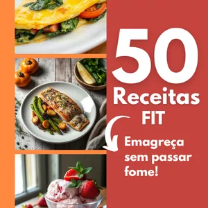 Imagem de capa para o Ebook 50 Receitas Fit Pra Emagrecer sem Passar Fome!