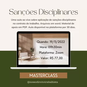 Imagem de capa para o Evento online Masterclass - Sanções Disciplinares