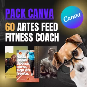 Imagem de capa para o Curso online PACK CANVA COM 60 ARTES  - FITNESS COACH