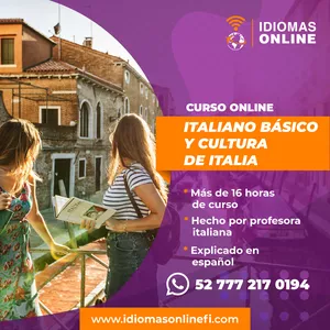 Imagen de portada para Curso online Italiano Básico y Cultura de Italia + de 16 horas de curso