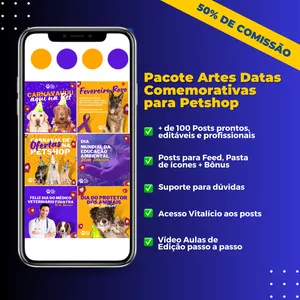 Imagem do curso Pacote +100 Artes Feed Datas Comemorativas para Petshop - Canva Pack