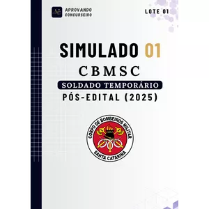 Imagem de capa para o Ebook 07 Simulados Comentados CBMSC - Soldado Temporário (Pós edital 2025/2026)