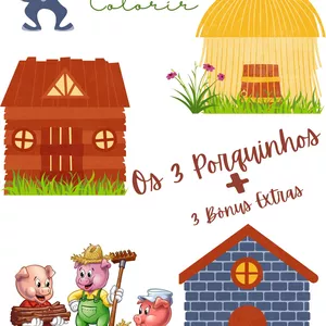 Imagem de capa para o Ebook VAMOS COLORIR 3 PORQUINHOS