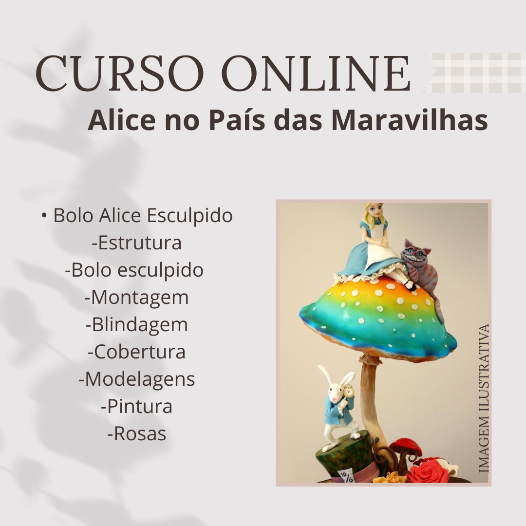 Imagem de 🎓 Curso Online – Bolo “Alice no País das Maravilhas” em Pasta Americana criado por MARCOS VINICIUS BERTEGES ROCHA na hotmart