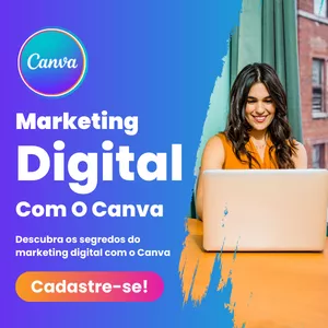 Imagem de capa para o Curso online Dominando o marketing digital com o Canva: Comece a criar conteúdo envolvente + 30 modelos editáveis GRATUITOS