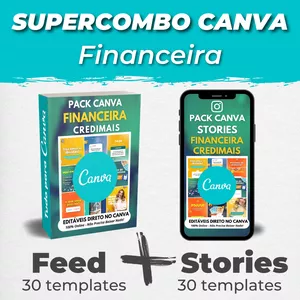 Imagem de capa para o Curso online Supercombo Canva - Financeira Feed + Stories + Kit Bônus