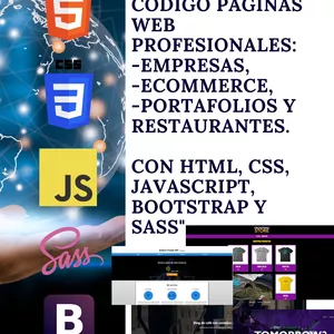 Imagen de portada para Curso online  "Plantillas de páginas web profesionales: Empresas, Ecommerce, Portafolios y Restaurantes con HTML, CSS, JavaScript, Bootstrap y Sass"