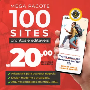 Imagem de capa para o Curso online Mega Pacote com 100 sites prontos e editáveis por apenas R$ 20