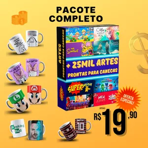 Imagem de capa para o Ebook Pacote com + de 25 mil Artes para Canecas/Sublimação + Mockups prontos & editáveis grátis!