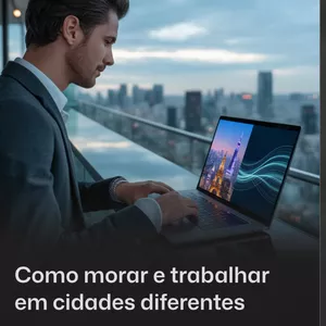 Imagem de capa para o Ebook Como morar e trabalhar em cidades diferentes, usando pontos e milhas
