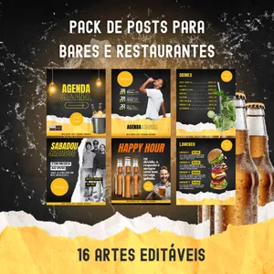 Imagem de capa para o Ebook Pack de Posts para BARES e RESTAURANTES