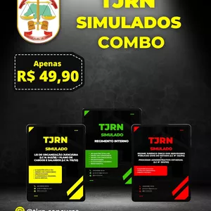 Imagem de capa para o Ebook Combo Simulados TJRN - Regimento Interno + Lei de Organização e Plano de Cargos + LC nº. 122/94 e LC nº. 303/05.