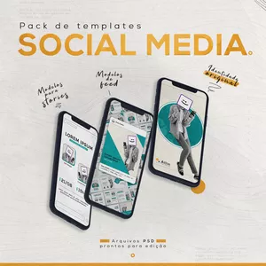 Imagem de capa para o Curso online Pack de templates Social Media