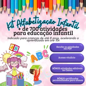 Imagem de capa para o Curso online KIT ALFABETIZAÇÃO INFANTIL COM + 700 ATIVIDADES