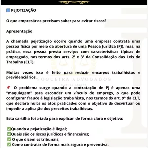 Imagem de capa para o Ebook Dicas ao empresário sobre Pejotização 