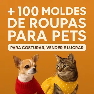 Imagem de capa para o Curso online 100 Moldes de Roupas Pet para Costurar, Vender e Lucrar