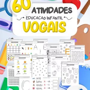 Imagem de capa para o Ebook 60 ATIVIDADES SOBRE VOGAIS - Educação Infantil